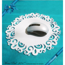 White Scroll Mouse Pad